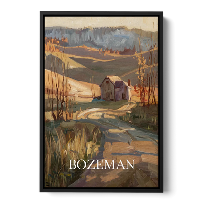 Bozeman Rustic Landscape Front - Black Canvas Wall Art