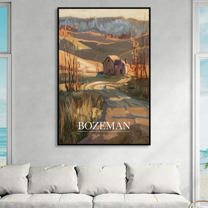 Bozeman Rustic Landscape Sitting Room - Black Canvas Wall Art