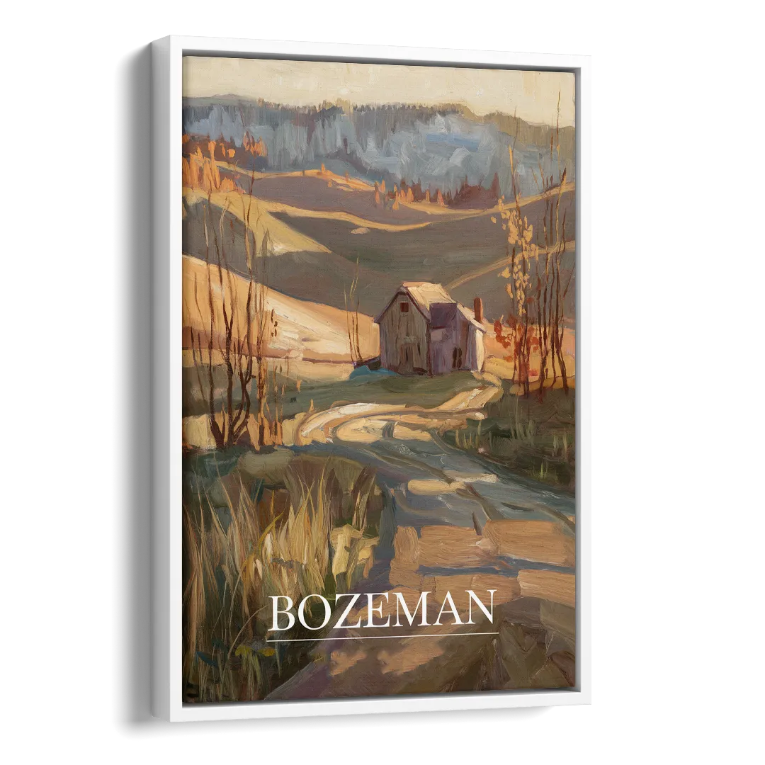 Bozeman Rustic Landscape Side - White Canvas Wall Art