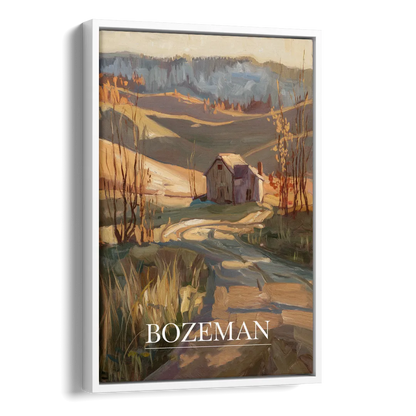 Bozeman Rustic Landscape Side - White Canvas Wall Art