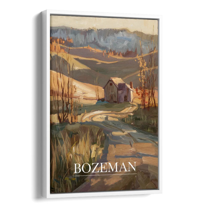Bozeman Rustic Landscape Side - White Canvas Wall Art