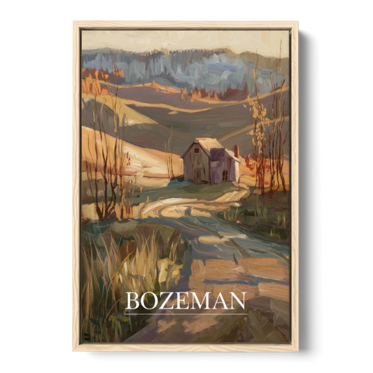 Bozeman Rustic Landscape - Oak Framed Canvas Wall Art - Front