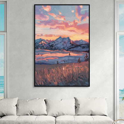 Bozeman Sunset Horizon Living Room - Black Canvas Wall Art