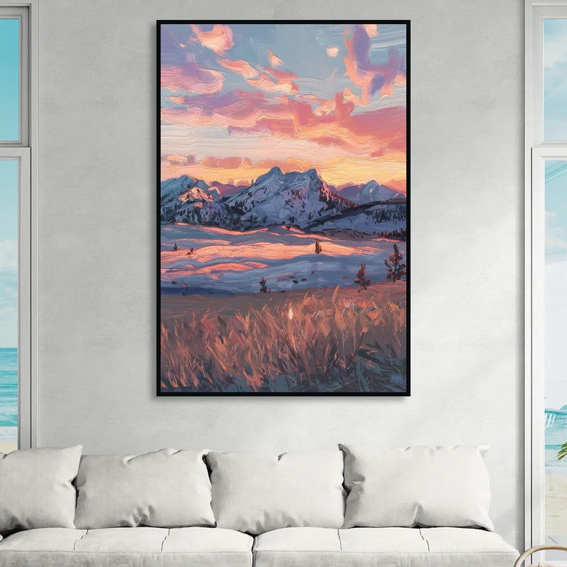 Bozeman Sunset Horizon Living Room - Black Canvas Wall Art