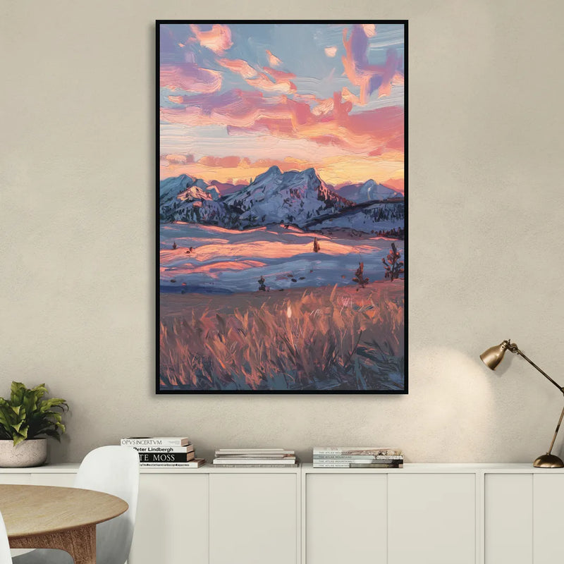 Bozeman Sunset Horizon Sitting Room - Black Canvas Wall Art
