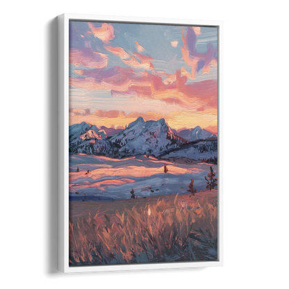 Bozeman Sunset Horizon Side - White Canvas Wall Art