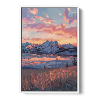 Bozeman Sunset Horizon Front - White Canvas Wall Art