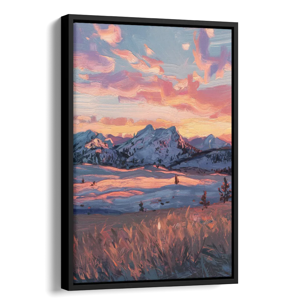 Bozeman Sunset Horizon Side - Black Canvas Wall Art
