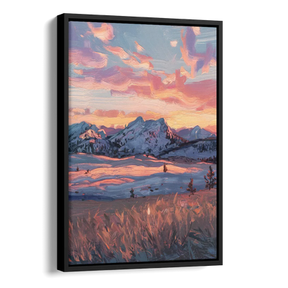 Bozeman Sunset Horizon Side - Black Canvas Wall Art