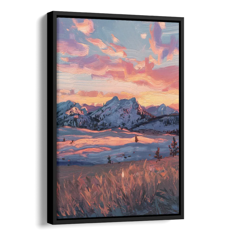 Bozeman Sunset Horizon Side - Black Canvas Wall Art