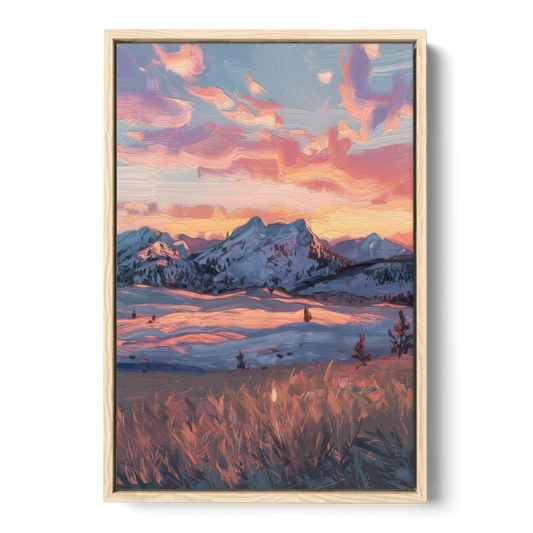 Bozeman Sunset Horizon - Oak Framed Canvas Wall Art - Front