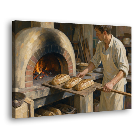 Bread Painting of the Wood Fired Oven - Canvas Wall Art - Side