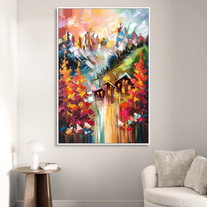 Breckenridge Alpine Landscape Living Room - White Canvas Wall Art