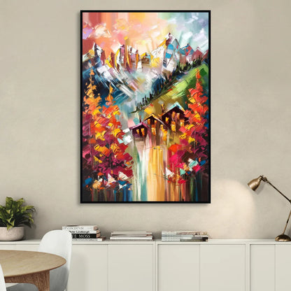 Breckenridge Alpine Landscape Living Room - Black Canvas Wall Art
