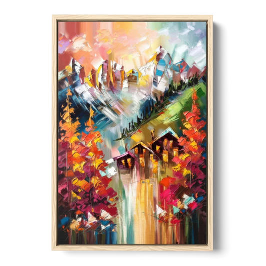 Breckenridge Alpine Landscape - Oak Framed Canvas Wall Art - Front