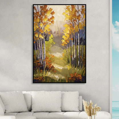 Breckenridge Aspen Forest Autumn Living Room - Black Canvas Wall Art