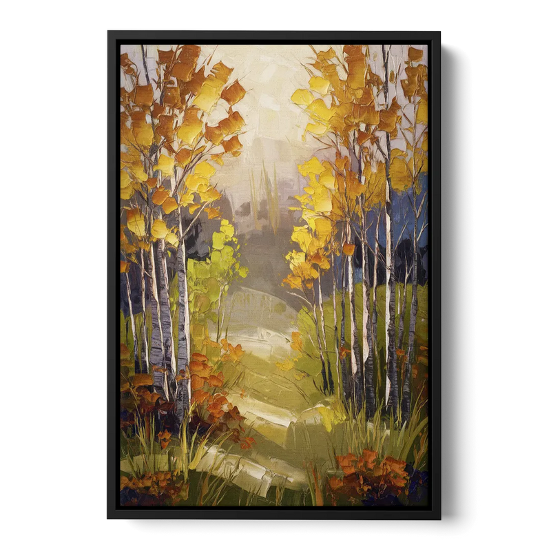 Breckenridge Aspen Forest Autumn Front - Black Canvas Wall Art
