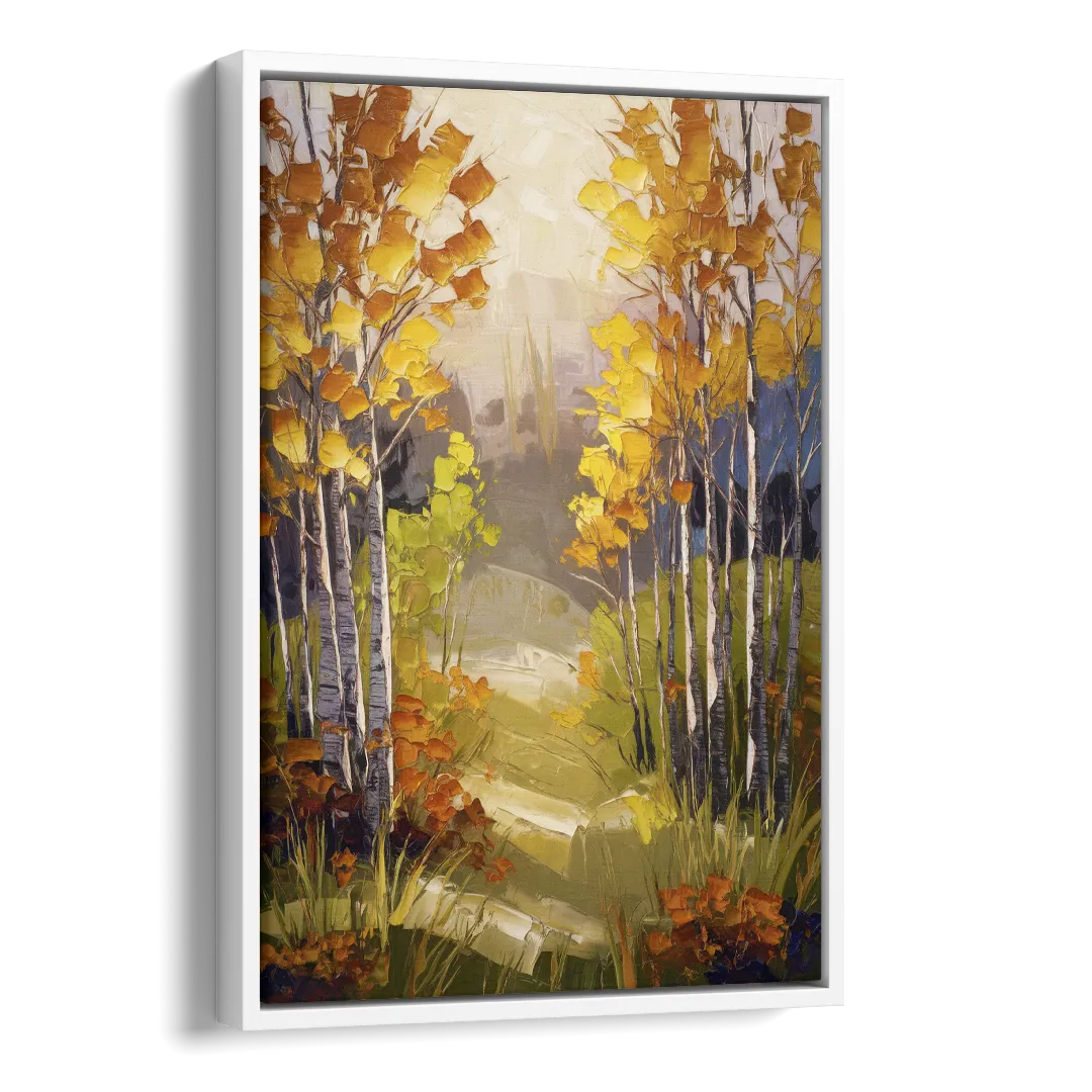 Breckenridge Aspen Forest Autumn Side - White Canvas Wall Art