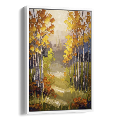 Breckenridge Aspen Forest Autumn Side - White Canvas Wall Art