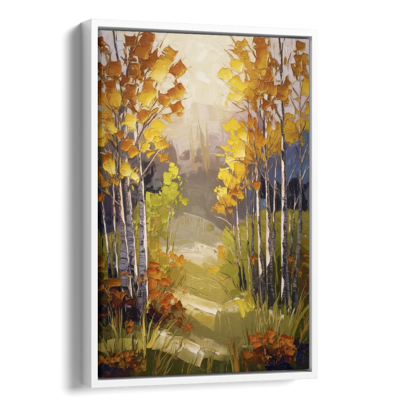 Breckenridge Aspen Forest Autumn Side - White Canvas Wall Art