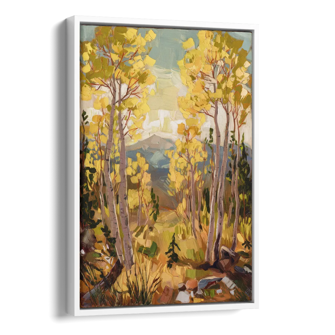 Breckenridge Aspen Forest Side - White Canvas Wall Art