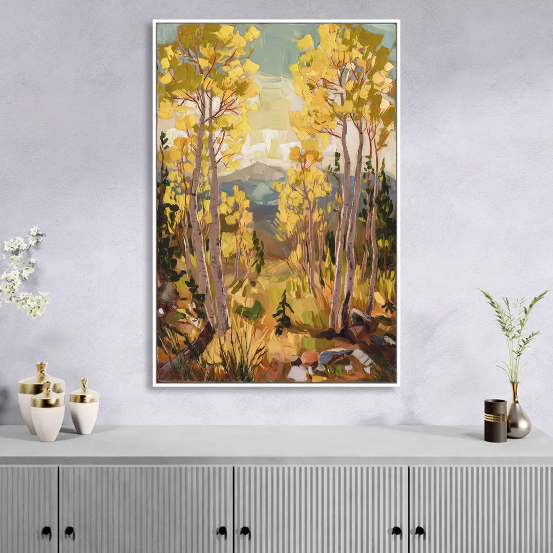 Breckenridge Aspen Forest Living Room - White Canvas Wall Art