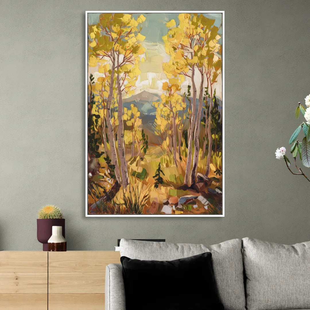 Breckenridge Aspen Forest Sitting Room - White Canvas Wall Art