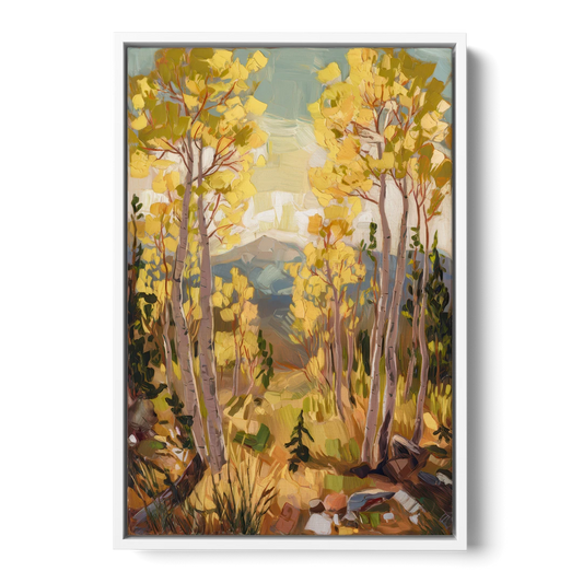 Breckenridge Aspen Forest - White Framed Canvas Wall Art - Front