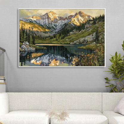 Breckenridge Colorado Rockies Sitting Room - White Canvas Wall Art