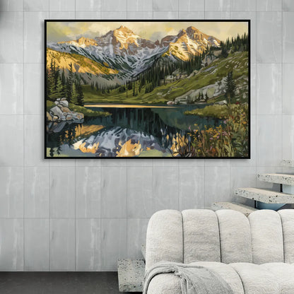 Breckenridge Colorado Rockies Sitting Room - Black Canvas Wall Art