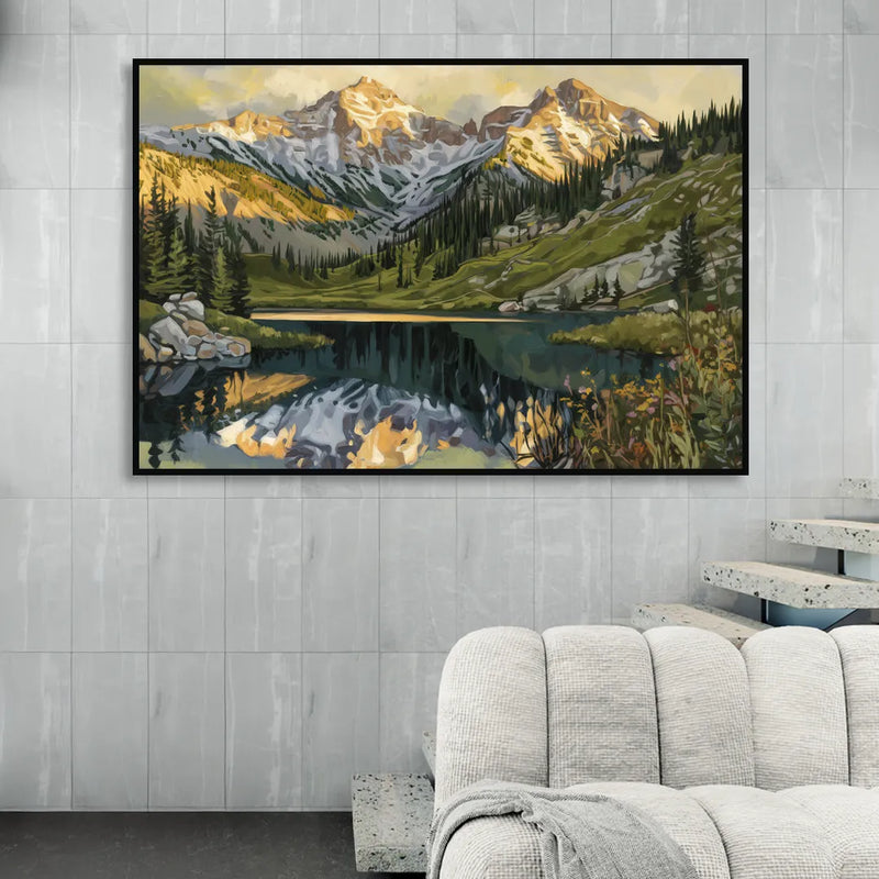 Breckenridge Colorado Rockies Sitting Room - Black Canvas Wall Art