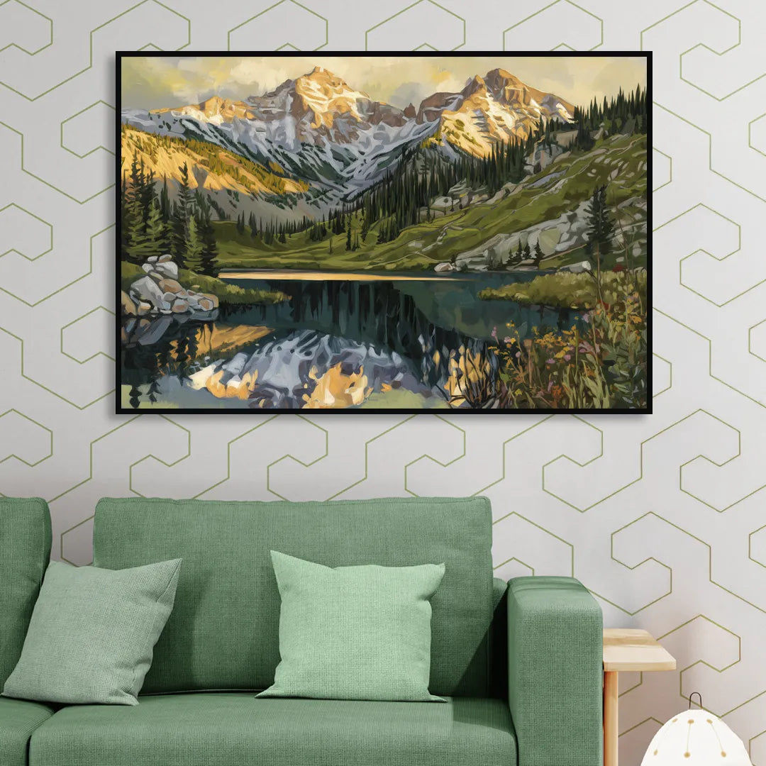 Breckenridge Colorado Rockies Living Room - Black Canvas Wall Art