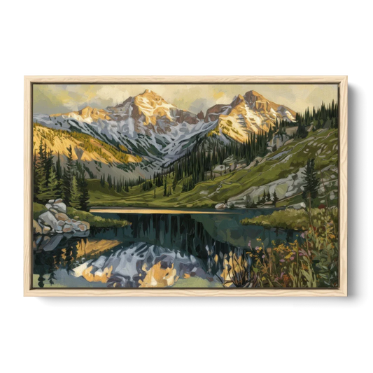Breckenridge Colorado Rockies - Oak Framed Canvas Wall Art - Front