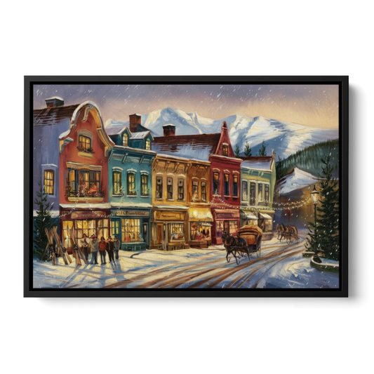 Breckenridge Historic Downtown - Black Framed Canvas Wall Art - Front
