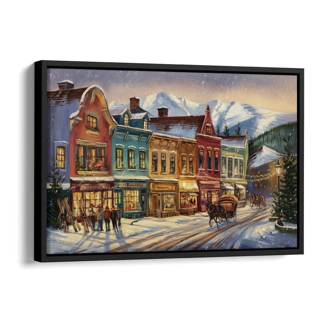 Breckenridge Historic Downtown Side - Black Canvas Wall Art