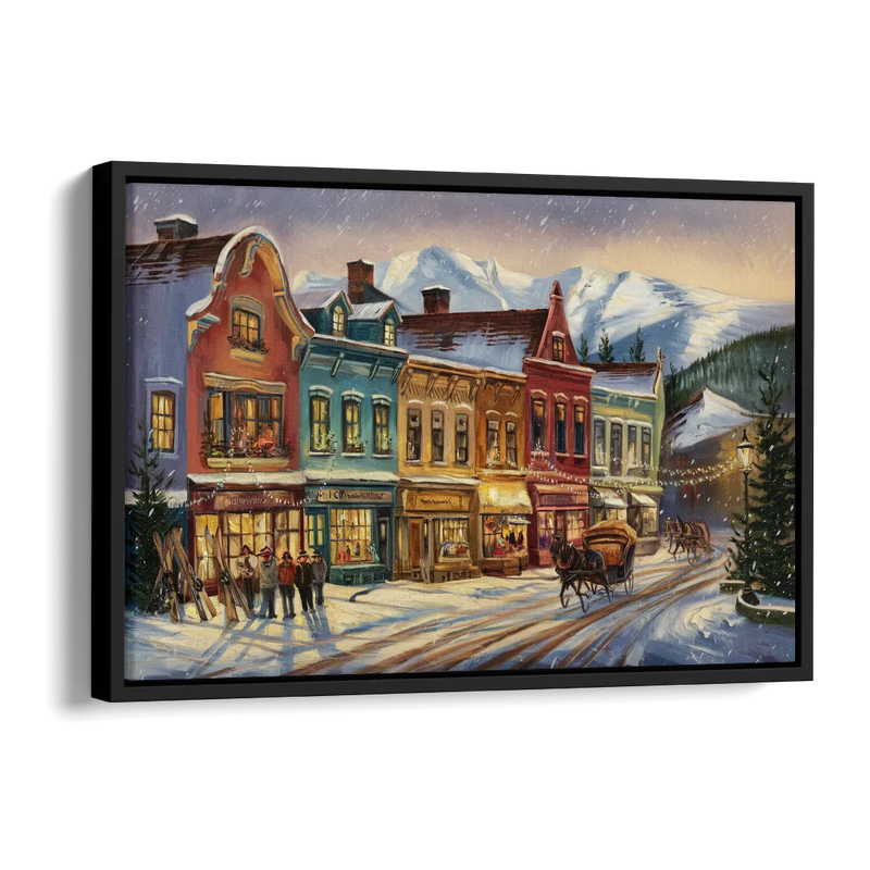 Breckenridge Historic Downtown Side - Black Canvas Wall Art