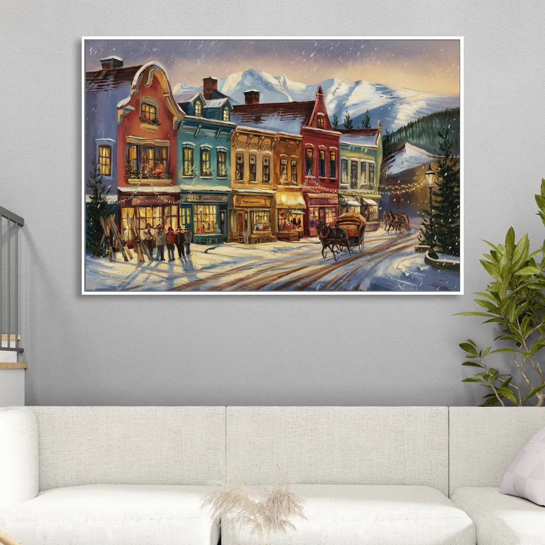Breckenridge Historic Downtown Living Room - White Canvas Wall Art