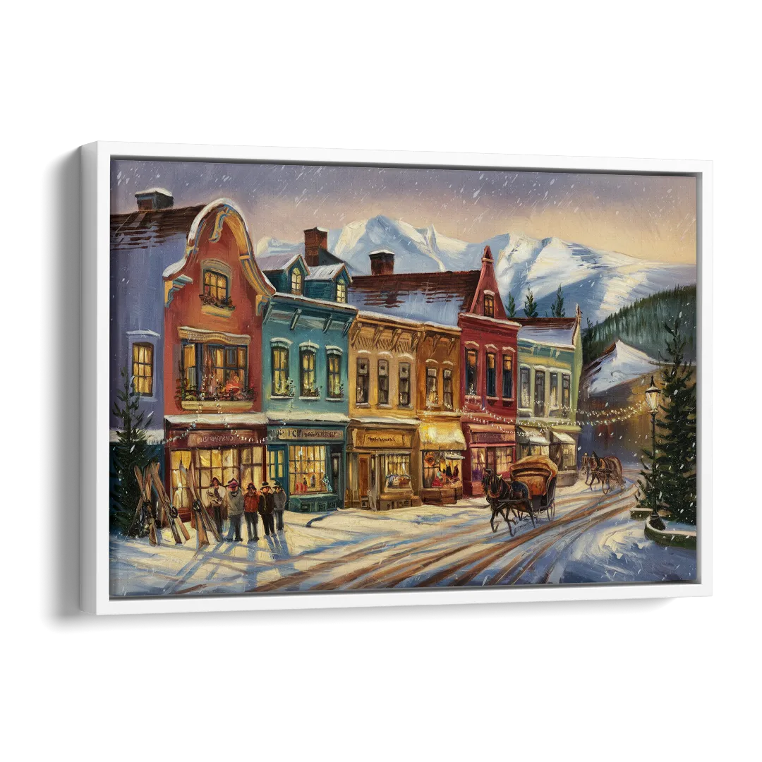 Breckenridge Historic Downtown Side - White Canvas Wall Art