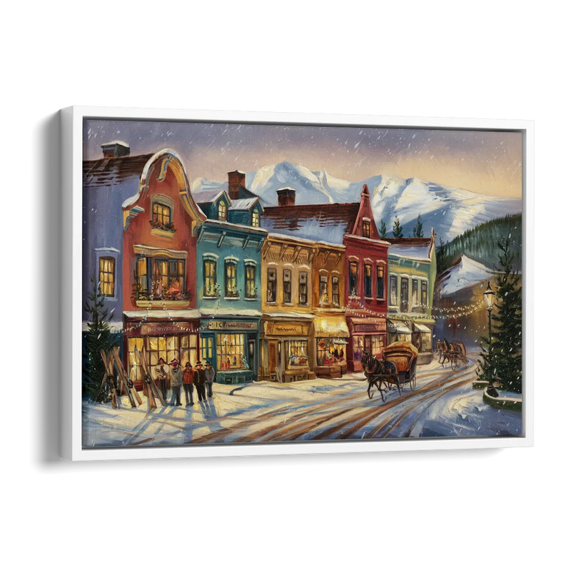 Breckenridge Historic Downtown Side - White Canvas Wall Art