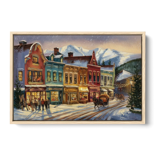 Breckenridge Historic Downtown - Oak Framed Canvas Wall Art - Front