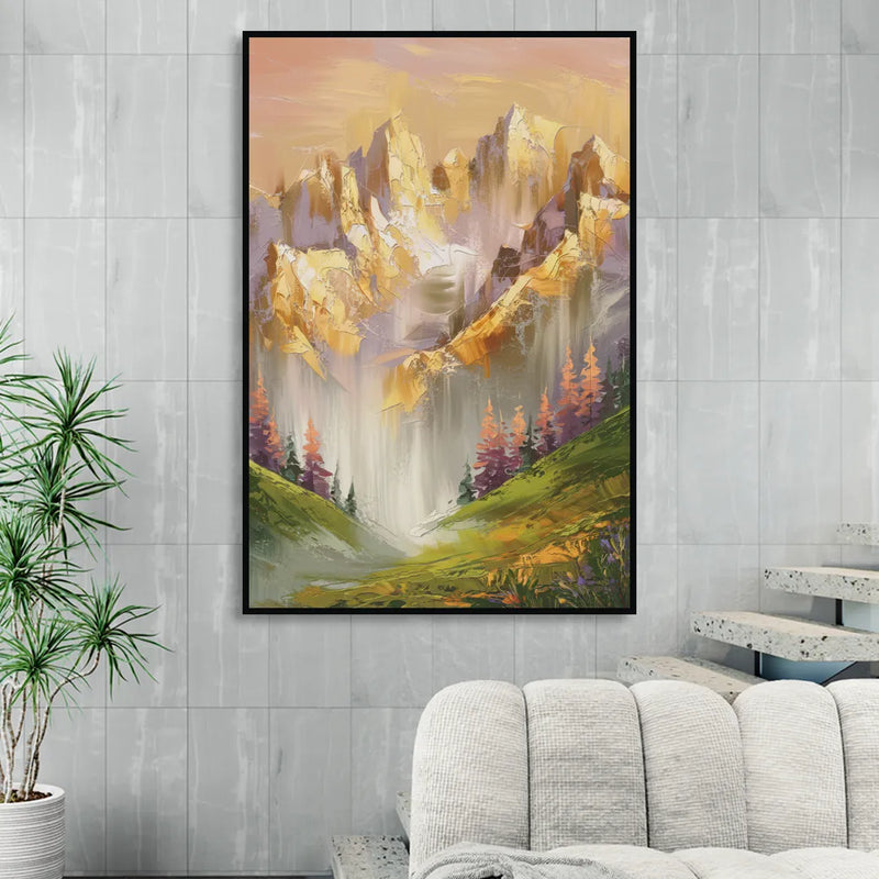 Breckenridge Mountain Sunrise Sitting Room - Black Canvas Wall Art