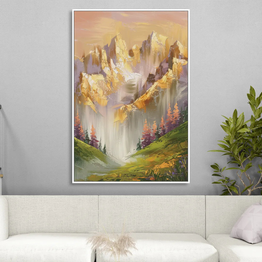 Breckenridge Mountain Sunrise Sitting Room - White Canvas Wall Art