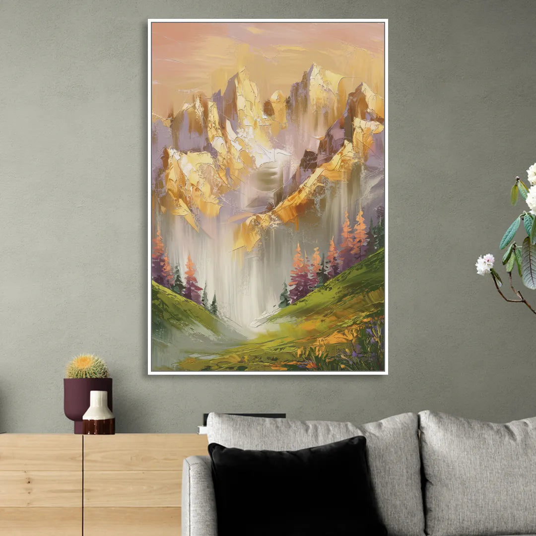 Breckenridge Mountain Sunrise Living Room - White Canvas Wall Art