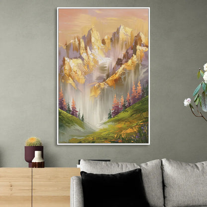Breckenridge Mountain Sunrise Living Room - White Canvas Wall Art