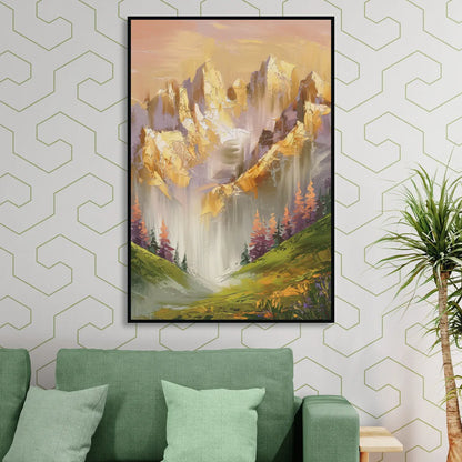 Breckenridge Mountain Sunrise Living Room - Black Canvas Wall Art
