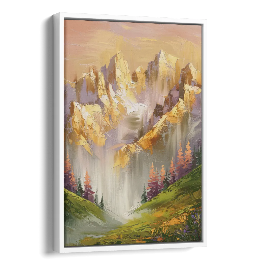 Breckenridge Mountain Sunrise Side - White Canvas Wall Art