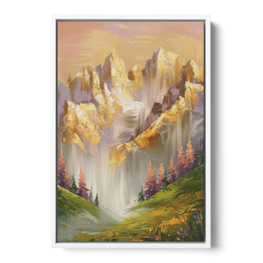Breckenridge Mountain Sunrise - White Framed Canvas Wall Art - Front