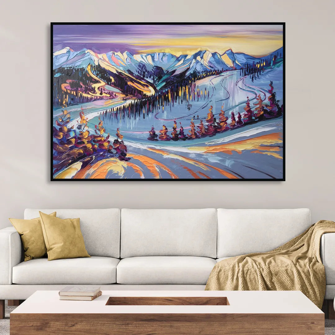Breckenridge Scenic Trails Living Room - Black Canvas Wall Art