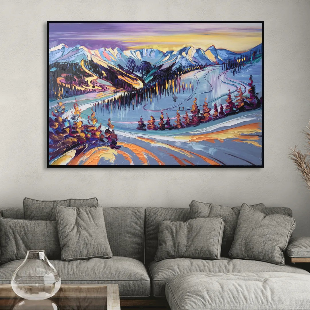 Breckenridge Scenic Trails Sitting Room - Black Canvas Wall Art