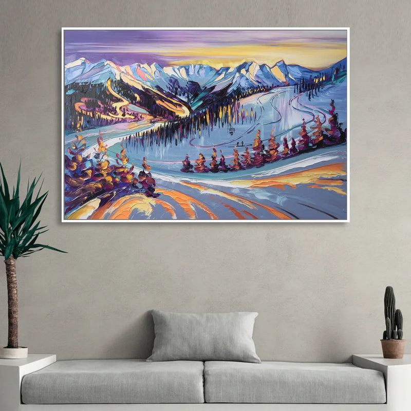 Breckenridge Scenic Trails Living Room - White Canvas Wall Art
